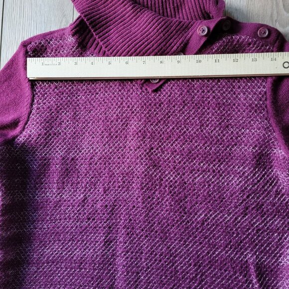 Tommy Hilfiger Merlot Knit Sweater Silver Metallic Womens M Ribbed Angled Collar - Picture 16 of 16